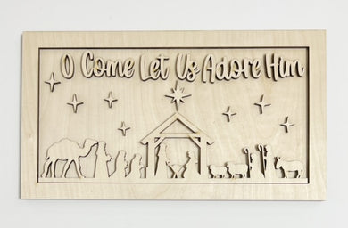 O Come Let Us Adore Him Manger Full Nativity Rectangle Doorhanger