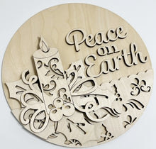 Peace On Earth Fancy Christmas Candle Round Doorhanger