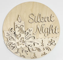 Silent Night Fancy Christmas Candle Round Doorhanger
