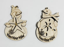 Set of 2 Snowman Beach Starfish Sand Dollar Warm Winter Wishes Christmas Ornaments