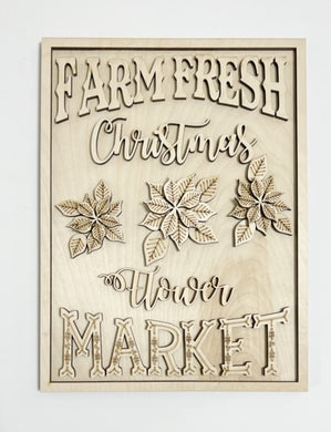 Farm Fresh Christmas Flower Market Poinsettia Rectangle Doorhanger