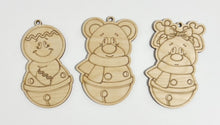 Set of 3 Single Layer Scored Jingle Buddy Design Christmas Ornaments Charms Tags