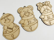 Set of 3 Single Layer Scored Jingle Buddy Design Christmas Ornaments Charms Tags