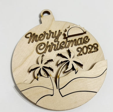 Merry Christmas 2023 Palm Trees Beach Christmas Ornament Charms Tags