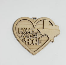 Heart Home Sweet Home USA State Double Layered Ornament