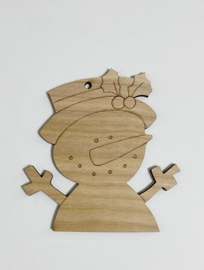 Snowman with Holly Scored Blank Cutout
