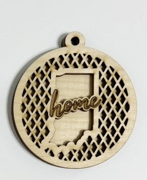 HOME Lattice Cutout USA State Double Layered Ornament - Indiana