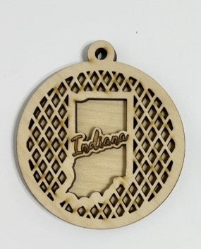 Lattice Cutout USA State Name Double Layered Ornament - Indiana