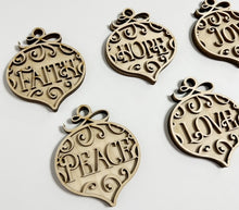 Set of 5 Fancy Faith Hope Joy Peace Love Christmas Ornaments