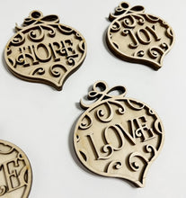 Set of 5 Fancy Faith Hope Joy Peace Love Christmas Ornaments