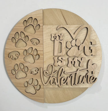 My Dog Is My Valentine Pawprints Round Doorhanger 10