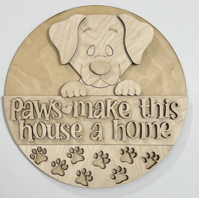 Paws Make This House a Home Puppy Pawprints Round Doorhanger 10