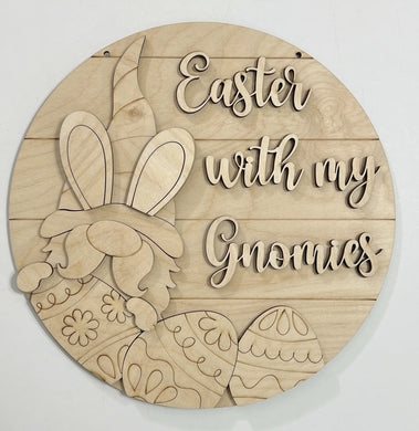 Easter With My Gnomies Gnome Bunny Eggs Round Doorhanger 10