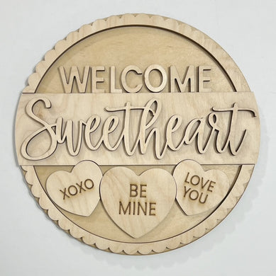 Welcome Sweetheart Valentine's Day Hearts XOXO Be Mine Love You Round Doorhanger 10