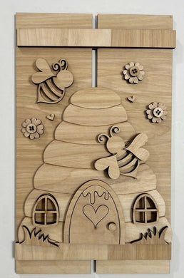 Bee Hive Honey Bee Flowers Faux Pallet Rectangle Doorhanger 10