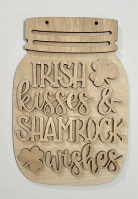 Irish Kisses & Shamrock Wishes St. Patrick's Day Mason Jar Cutout Doorhanger 10