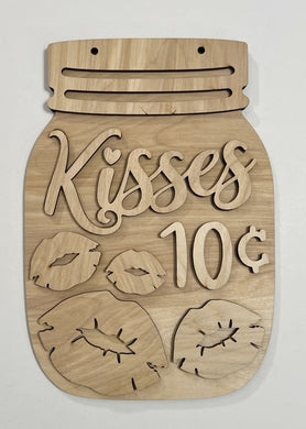 Valentine's Day Kisses Lips Mason Jar Cutout Doorhanger 10