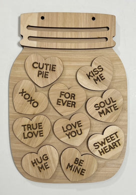 Valentine's Day Conversation Hearts XOXO Be Mine Mason Jar Cutout Doorhanger 10