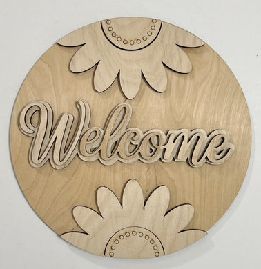 Simple Welcome Flowers Round Doorhanger 10