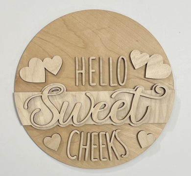 Hello Sweet Cheeks Hearts Valentine's Day Round Doorhanger 10