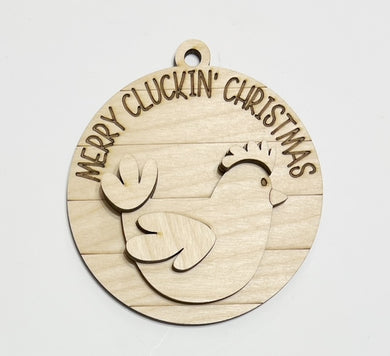 Merry Cluckin' Christmas Chicken Christmas Ornament Charms Tags