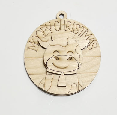 Scored Mooey Christmas Cute Cow Christmas Ornament Charms Tags