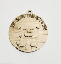 Engraved Merry Christmas From Our Pigsty Pig Christmas Ornament Charms Tags