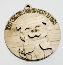 Engraved Merry Christmas From Our Pigsty Pig Christmas Ornament Charms Tags