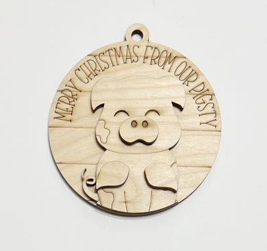 Scored Merry Christmas From Our Pigsty Pig Christmas Ornament Charms Tags