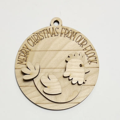 Scored Merry Christmas From Our Flock Chicken Christmas Ornament Charms Tags