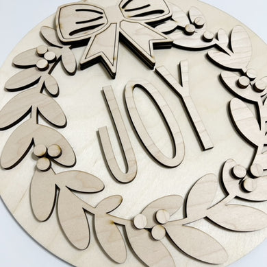 Joy Simple Wreath Christmas Round Doorhanger
