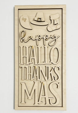 Happy HalloThanksMas Halloween Thanksgiving Christmas Vertical Doorhanger 12
