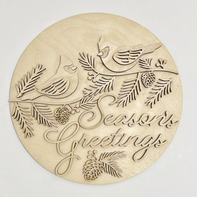 Season's Greetings Cardinals Round Doorhanger