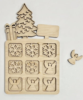Christmas Tree Snowflake and Angels Tic Tac Toe