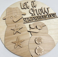 Let It Snow Somewhere Else Beach Snowmen Round Doorhanger