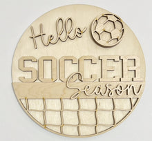 Hello Soccer Season Ball Net Sports Round Doorhanger