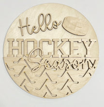 Hello Hockey Season Puck Net Sports Round Doorhanger