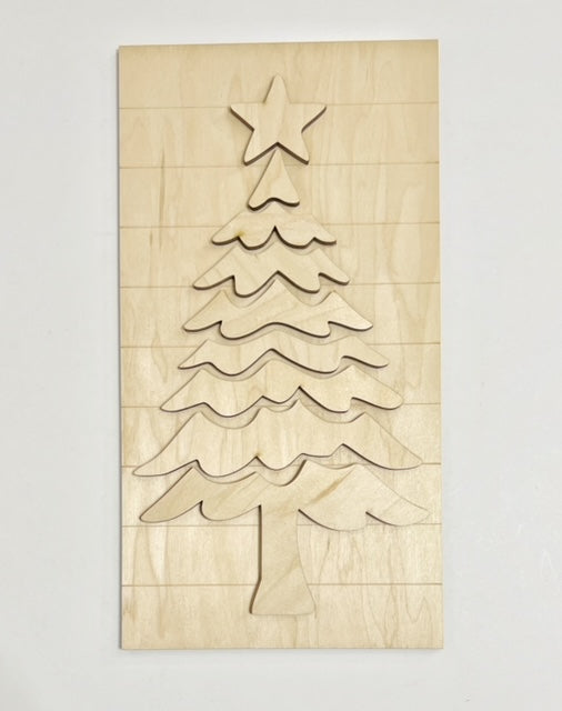 Simple Christmas Tree Rectangle Doorhanger