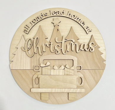 All Roads Lead Home At Christmas Round Doorhanger