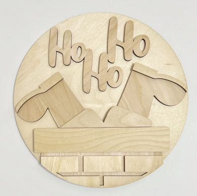 HoHoHo Santa's Boots in the Chimney Round Doorhanger