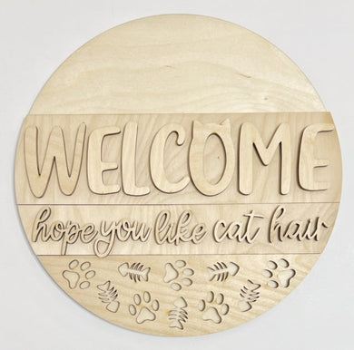 Welcome Hope You Like Cat Hair Paws Kittens Round Doorhanger