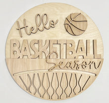 Hello Basketball Season Sports Ball Basket Net Round Doorhanger