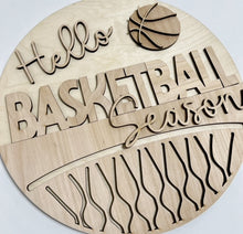 Hello Basketball Season Sports Ball Basket Net Round Doorhanger