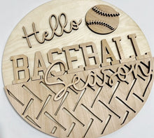 Hello Baseball Season Sports Ball Bat Homerun Round Doorhanger