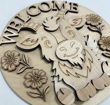 Welcome Baby Goat with Summer Flowers Round Doorhanger 10"