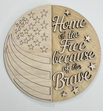 Home of the Free Because of the Brave Flag Stars and Stripes Round Doorhanger 10"