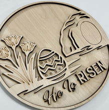 He Is Risen Easter Lilies and Tomb Round Doorhanger 10"
