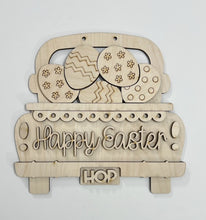 Happy Easter Decorated Easter Eggs Hop Truck Doorhanger 10"