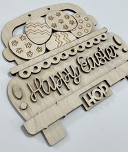 Happy Easter Decorated Easter Eggs Hop Truck Doorhanger 10"
