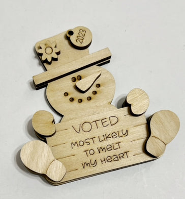 Double Layered Sitting Snowman Christmas Ornament